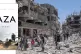 MASS EXODUS: Palestinians leave through the destruction in t
