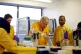 Then-prime minister Boris Johnson visits a laboratory at the