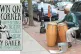 Street musician playing drums, North Fourth Street, Ann Arbo