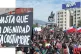ENOUGH IS ENOUGH: (Left) a placard with a slogan ‘Until di