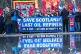 Members of the Unite union march and rally at the Scottish P