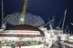 SELF-DECEPTION: A 245-tonne steel dome is lifted onto Hinkle
