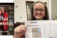 THE GOOD FIGHT: Librarian Amanda Jones showing her article o