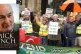 RMT general secretary Mick Lynch joins the RMT picket line o