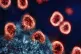 An electron micrograph of HIV-1 virus particles (colourized 