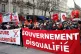 HAD ENOUGH: Culture workers in Paris on Thursday with banner