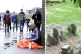 IGNORED IN LIFE AND IN DEATH: (L to R) Football fans make th