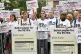 People's Vote campaigners outside MediaCityUK in Salford ahe