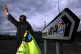 A CND activist outside the Faslane naval base in Scotland