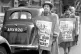 Suffragette leader Sylvia Pankhurst leads the marchers outsi