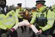 On Waterloo Bridge police remove a member of Extinction Rebe